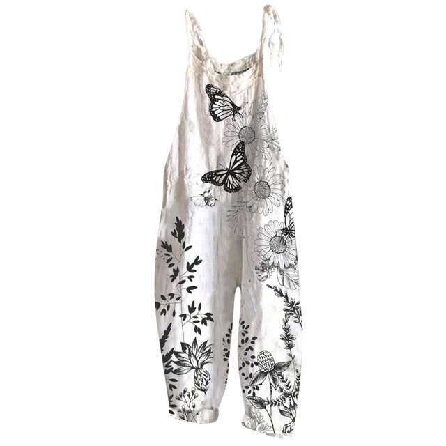 Leutsin Femmes Ethnique Style Imprimé Froid Épaule Bretelles Cami Pantalon Combinaison