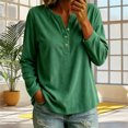 thumbnail image 4 of Yotami Ribbed Tops for Women Long Sleeve Button V-Neck Shirts Loose Fit Lightweight Dressy Casual Blouse Fall Outfits, 4 of 4