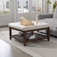 thumbnail image 2 of HOMCOM Table Basse de Rangement, Repose-Pieds Capitonné Rembourré, Beige, 2 of 10