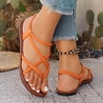 thumbnail image 4 of Sandals Women Dressy Sandals Sandals Women Women's Fashionable Casual Outerwear Versatile Plus Size Round Toe Open Toe Flat Woven Sandals With Elastic Back Orange 40, 4 of 9