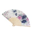 thumbnail image 1 of Funie Fan Flower Pattern Foldable Satin Cloth Handheld Folding Fan for Wall Decoration, 1 of 8