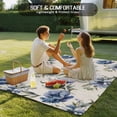 thumbnail image 4 of Navy Blue Floral Outdoor Rug for Patio/Deck/Porch, Non-Slip Large Area Rug 5 x 8 Ft, Vintage Flowers Elegant Pastoral Rustic Indoor Outdoor Rugs Washable Area Rugs, Camping Rug Carpet Runner, 4 of 8
