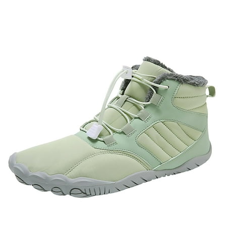 VMESZQFG Snow Boots for Mens Waterproof Warm Fur Lined Winter Hiking Boot Non Slip Outdoor Ankle High Top Shoes Work Hiker Trekking Light Green