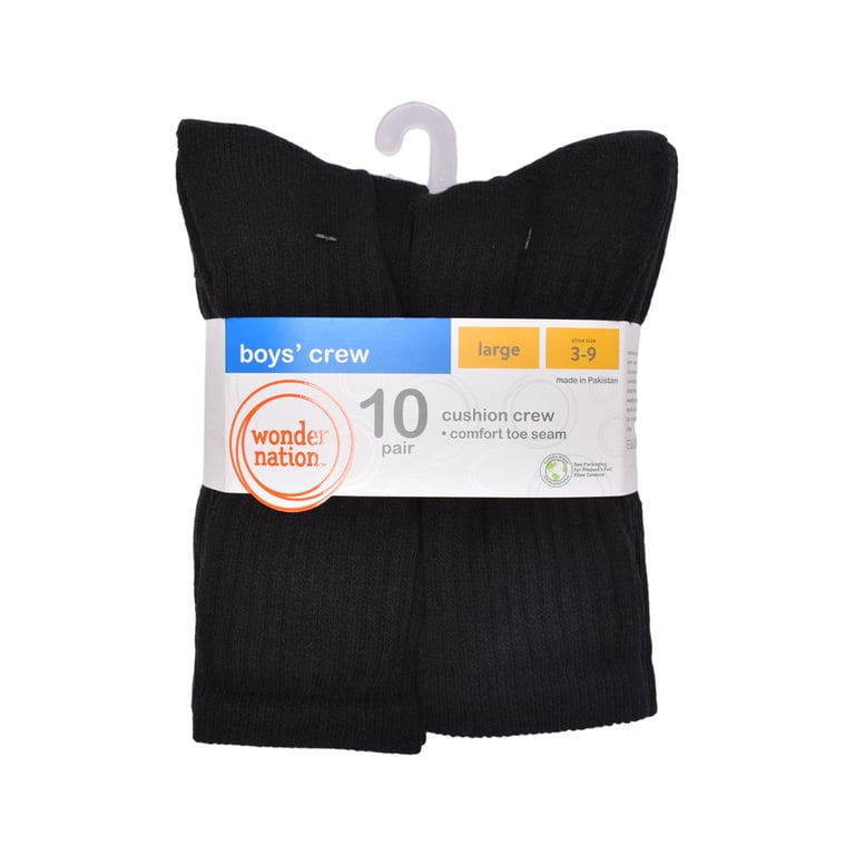 Wonder Nation Boys' Cushioned Crew Socks, 10-Pack photo 2
