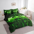 thumbnail image 4 of Feelyou 3D Game Console Twin Bedding Sets 7-Piece for Boys, Modern Video Gaming Lover Bedding Comforter Set, Green Square Honeycomb Reversible Sheet Sets, Ultra Soft Bedroom Decor, 4 of 9