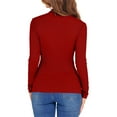 thumbnail image 4 of Womens Lettuce Trim Mock Neck Long Sleeve Tops Dressy Casual Slim Fit Ribbed Knit Shirts Fashion Fall Layer Outfits, 4 of 6