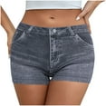 thumbnail image 7 of BLVB Womens Denim Print Shorts Stretchy Jean Look like Biker Shorts Plus Size Hot Shorts for Curvy Women, 7 of 7