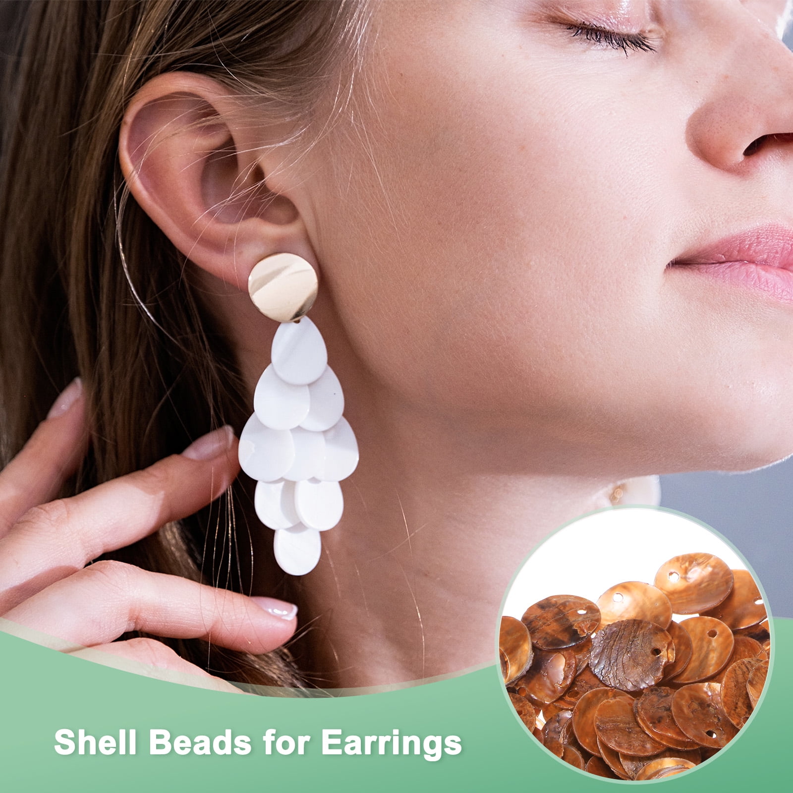 Uxcell 300-Pack Natural Flat Round Seashells, 15mm Flat Round Coin Charm Beads with Hole, Mother of Pearl Shell for Jewelry [Orange]
