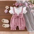 thumbnail image 2 of Kaprioy Baby Girl Summer Clothes Short Sleeve Bubble Romper Bow Shorts Jumpsuit Outfit 0 3 6 9 12 18 Months Girls Summer Clothes, 2 of 9