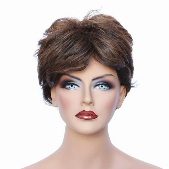 Classic Cap women Synthetic Curly Wavy Short Dark Brown full wig HengFeng SHL21  SKU: 10J32
