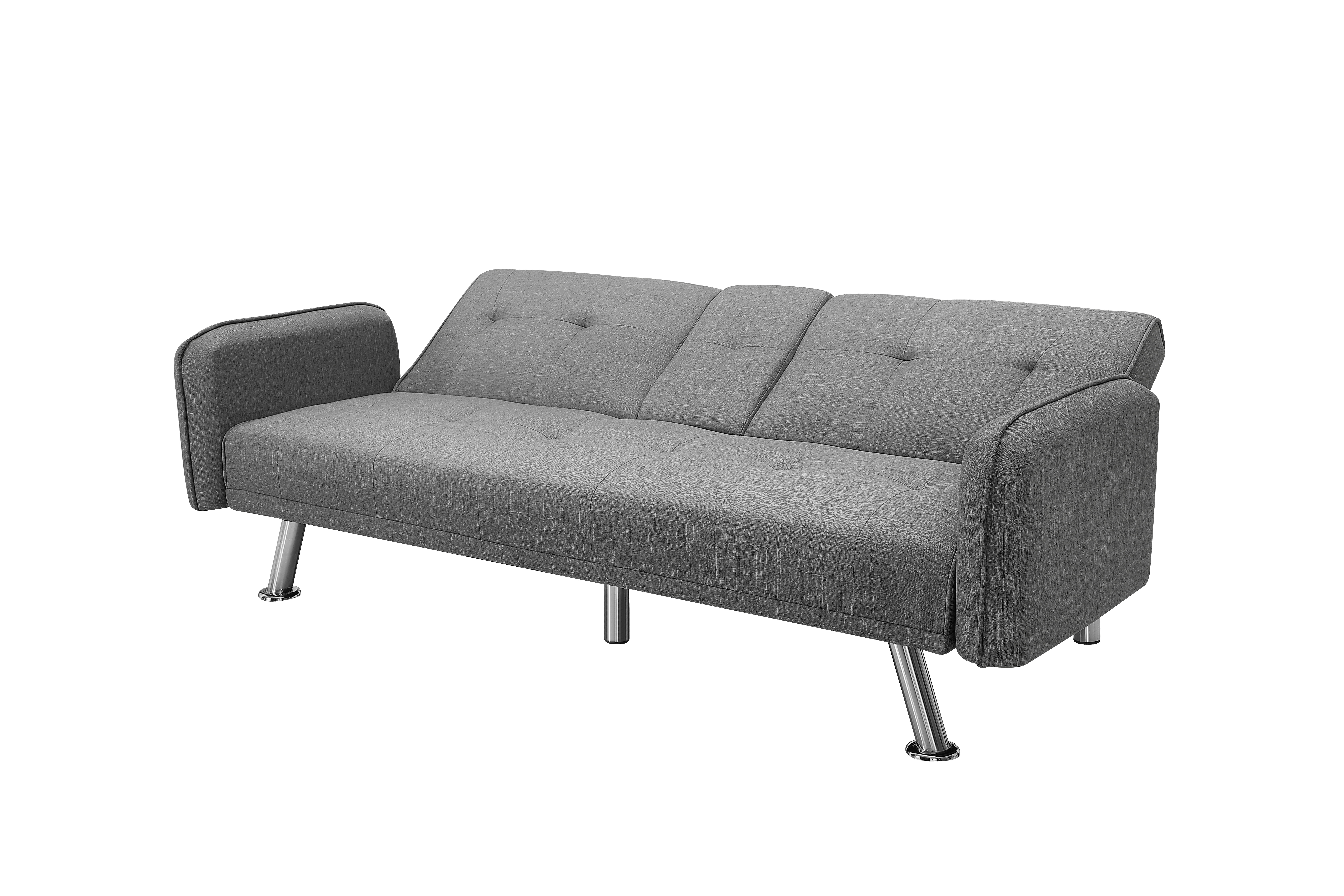 Gewnee 74.4” Futon Sofa Bed with 3-Angle Adjustable Backrest & Cup Holders,Twin Sleeper Sofa with for Home,Office,Guest Room(Light Grey）