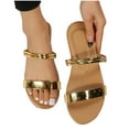 thumbnail image 4 of Summer Saving Clearance! Tuobarr Women's Slide Sandals New Summer Flats Casual Versatile Beach Sandals Women's Open Toe Slippers Gold US Size 8.5, 4 of 5