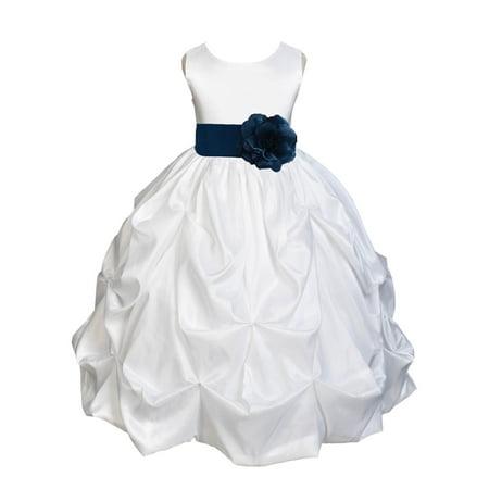 Ekidsbridal Taffeta Bubble Pick-up White Flower Girl Dress Weddings Summer Easter Dress Special Occasions Pageant Toddler Girl's Clothing Holiday Bridal Baptism Junior Bridesmaid First Communion (First In Best Dressed)