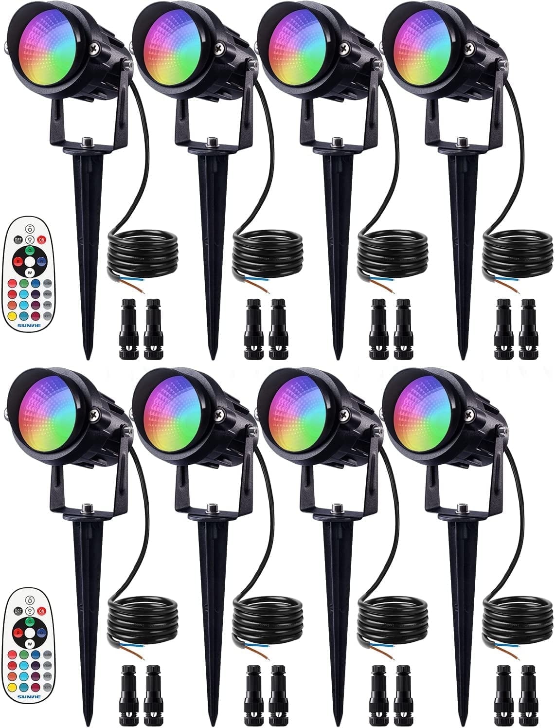 Enbrighten Color Changing LED Path Lights - 6 Ground Lights With Remote, 40ft Cable, Outdoor Landscape Lighting