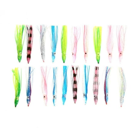 CHAXIN 20pcs 4.5in Hoochie Squid Skirt Saltwater Fishing Lure Mix Color 11