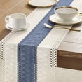 thumbnail image 4 of Tapete de mesa ZeeMart, estilo macramé, bicolor, 30 x 230 cm, azul/marfil, 4 of 7