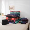 thumbnail image 6 of Homewish Retro Bohemian Flowers 7 Pieces Full Size Bedding Sets,Geometric Stripes Full Size Bed in a Bag,Red,Black Reversible, 6 of 8