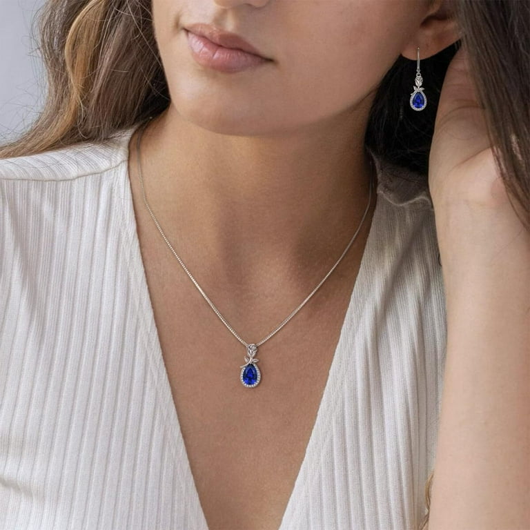 Starchenie Birthstone September Sapphire Dangle Earrings for