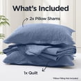 thumbnail image 6 of Ameha 3 Piece Reversible Quilt Set Ultra Soft Floral Coverlet Microfiber Bedding Set Cal.King Washed Blue All Season, 6 of 11