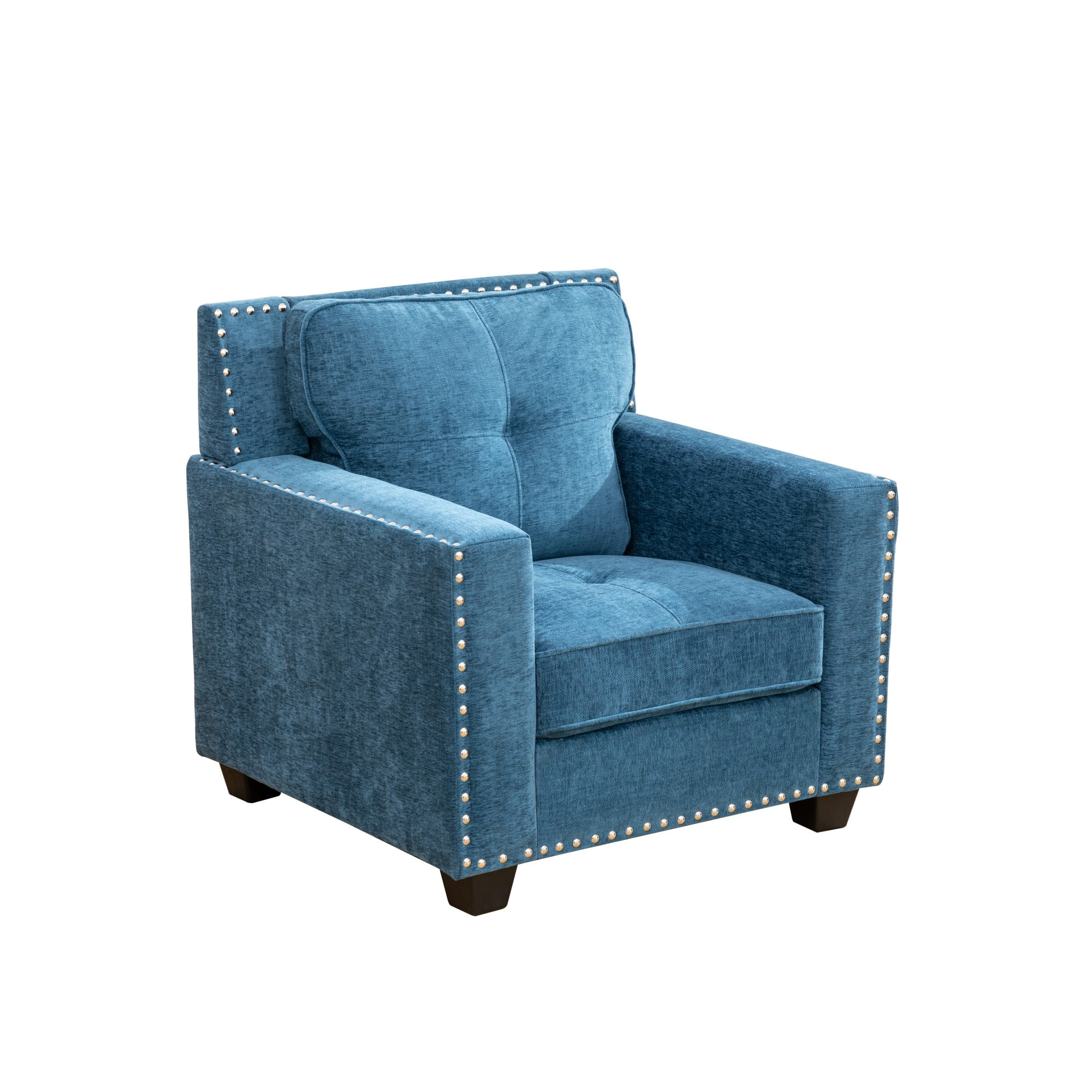 Gewnee Linen Upholstered Armchair Accent Chair with Nailhead Trim,Blue