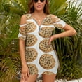 thumbnail image 3 of Chocolate Chip Cookie Womens Summer V Neck Zipper Top Short Sleeve T Shirt Off Shoulder Top Casual Classy Loose Shirts, 3 of 7