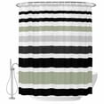 thumbnail image 2 of Sage Green Black Stripe Waterproof Fabric Shower Curtain,Modern Abstract Coarse Striped Waterproof Fabric Shower Curtain for Bathroom Curtains Bathtubs Shower Curtains with 12 Hooks Extra Long 72x96, 2 of 8