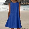 thumbnail image 6 of Rutainlusire Women's Summer Dresses Imitation Dress Round Neck Sleeveless Casual Dress Blue XXL, 6 of 6