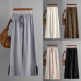thumbnail image 4 of WCMZJ Womens Slit Knitted Wide Leg Pants High Waisted Drawsting Workout Athletic Sweat Casual Spring Fall Trousers with Pockets, 4 of 4