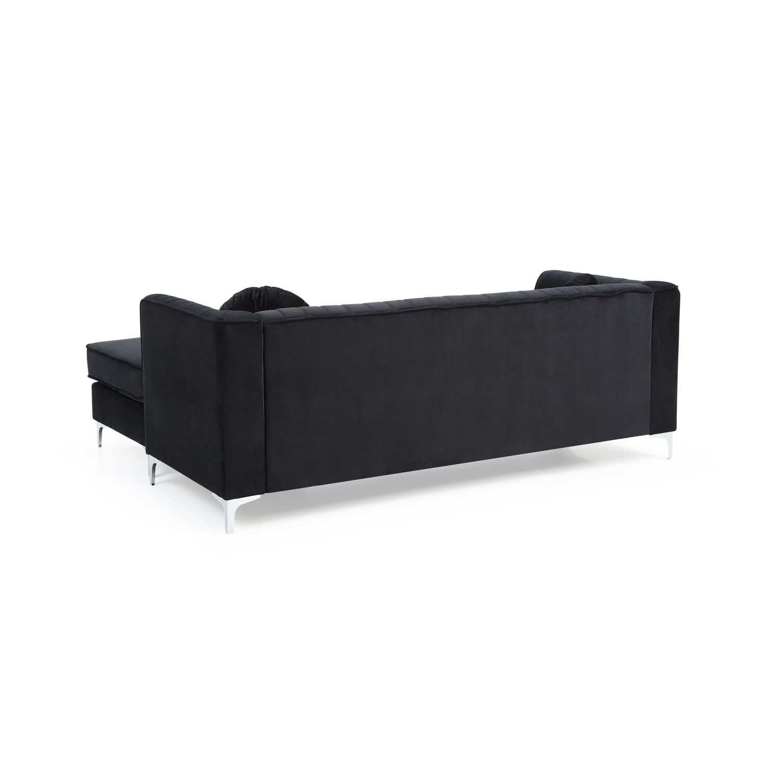 Glory Furniture Delray Velvet Sofa Chaise in Black