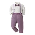 thumbnail image 5 of HAYIMI Toddler Boys Long Sleeve Solid Color T Shirt Tops Suspenders Pants Child Kids Gentleman Outfit Sets Versatile Clothes Sets, 5 of 6
