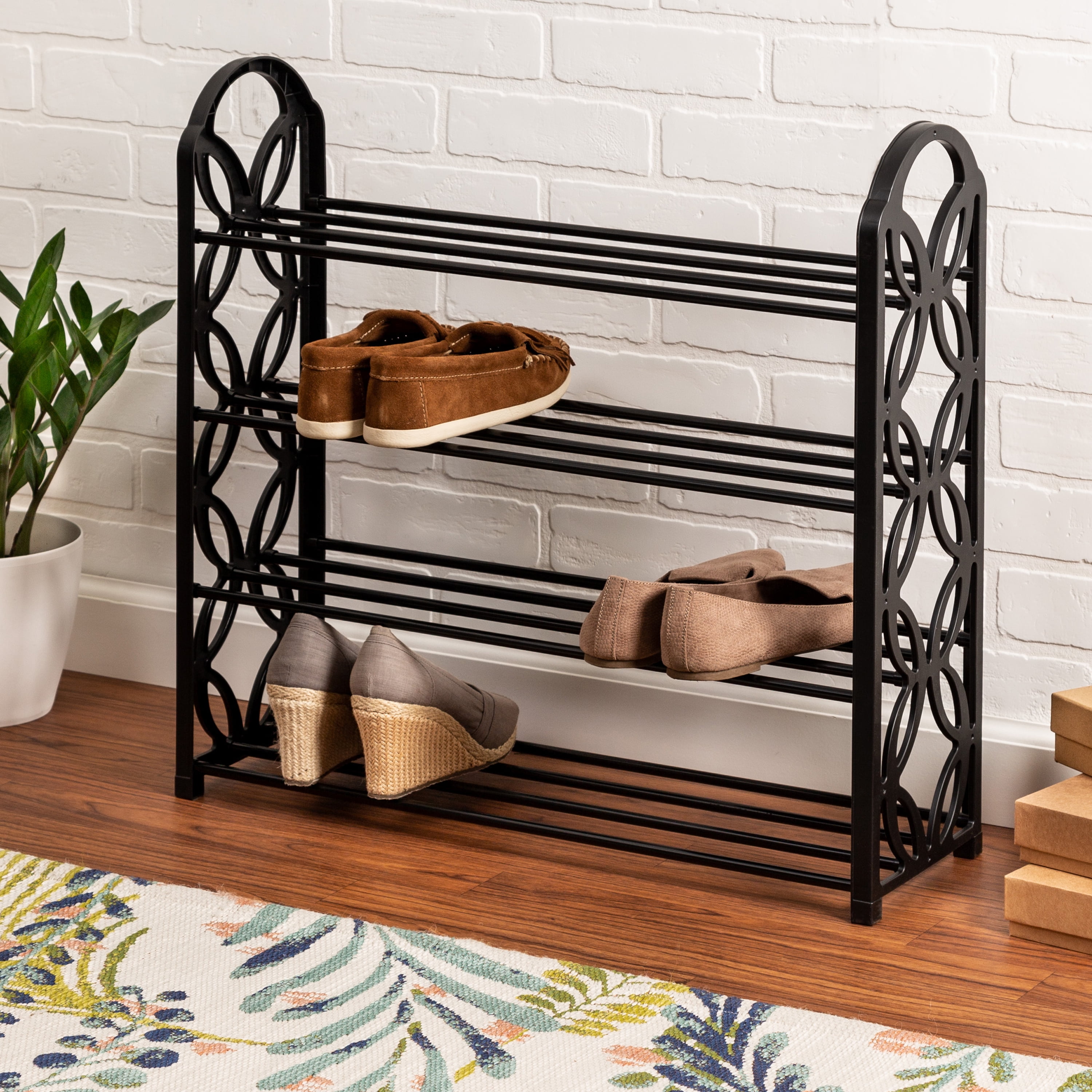 Berkley Jensen 4-Tier Metal Shoe Rack, Black