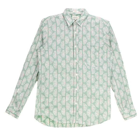 Hartford Men's Green Slim Fit Fan Button Down Shirt Casual Button-Down - M