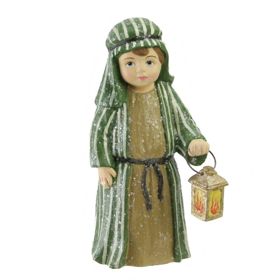 CC Home Furnishings 4.75" Green and White Glittered Joseph with Lantern Nativity Christmas Figurine