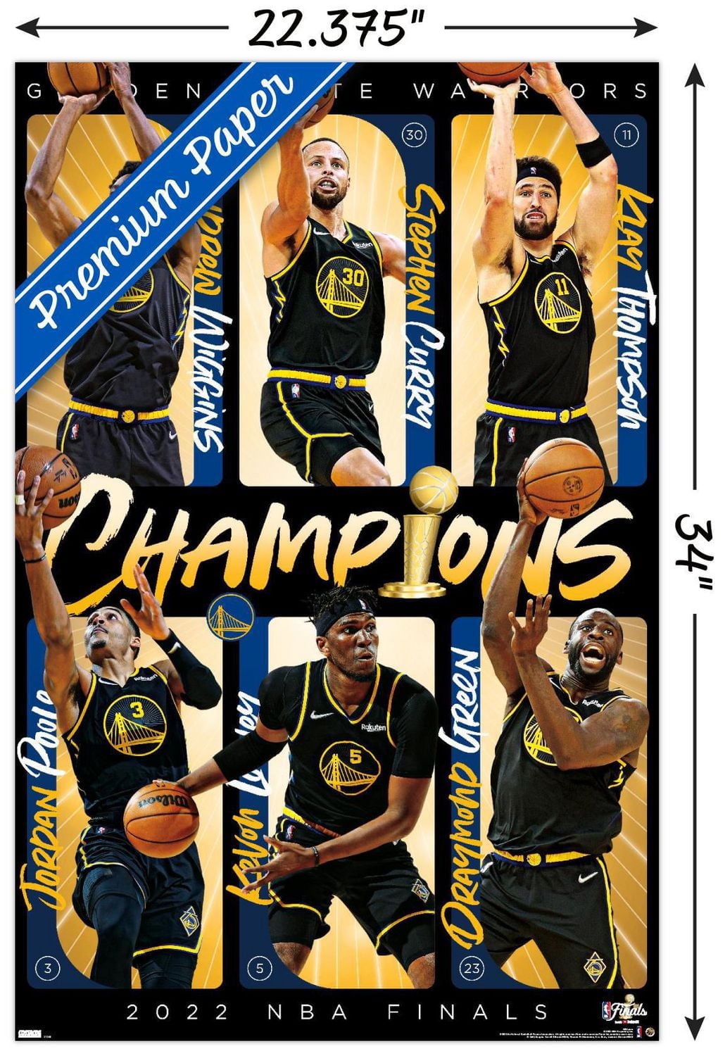 NBA Golden State Warriors - 2022 NBA Finals Champions Wall Poster, 22.375" x 34" Framed