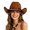 Brown1, variant on Western Cowboy Hat Wide Curved Brim Felt Cowgirl Hat With Detachable Chin Strap Outdoor Travel Party Sun Hat For Men Women Red