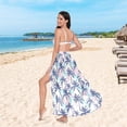 thumbnail image 6 of FORMRS Womens Beach Sarong Semi-Sheer Bikini Wrap Skirt Swimsuit Cover-ups, Pink Green Palm Pattern, 6 of 7