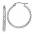 thumbnail image 6 of Auriga Mother's Day Gift 14K White Gold Diamond- cut 2.8x25mm Hollow Hoop Earrings for Women, 6 of 6