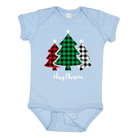 

Inktastic Plaid Christmas Tree Trio Gift Baby Boy or Baby Girl Bodysuit