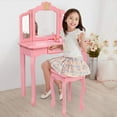 thumbnail image 2 of UBesGoo Kids' Vanity Table and Stool Set 3 Mirrors, Bedroom Table,Pink, 2 of 10