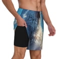thumbnail image 2 of Yiaed Clear Sky Blue Cat Print Mens Swim Trunks Bathing Suit Compression Liner Beach Swim Shorts Swimwear Quick Dry Zipper Pocket No-Chafing Board Short-Medium, 2 of 6