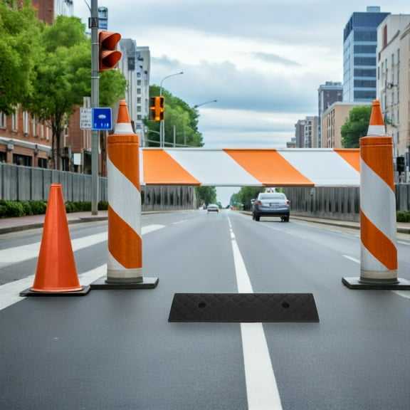 STOBOK 2Pcs Vehicle Ramps Black Rubber Driveway Ramps with Sturdy Textured Surface