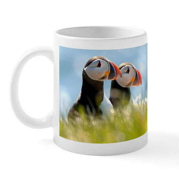 CafePress - Puffin Pair Mug - 11 oz Ceramic Mug - Novelty Coffee Tea Cup