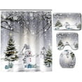4 Pcs Summer Christmas Shower Curtain Sets with Rugs Troical Beach