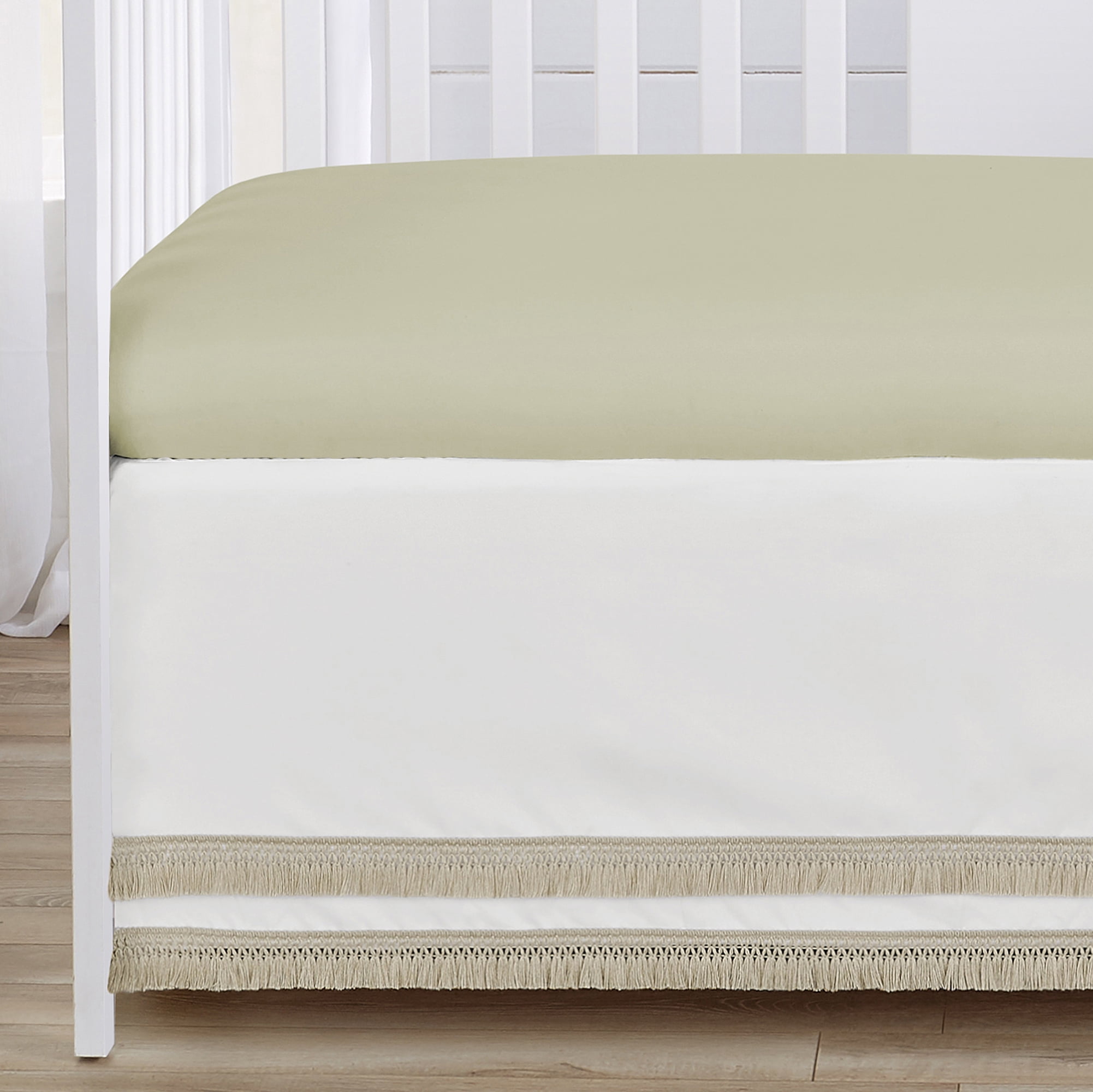 Sweet Jojo Designs Watercolor Floral Garden Sage Green Girl Crib Bedding + BreathableBaby Breathable Mesh Liner