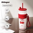 thumbnail image 3 of Sidagar 24 oz Cute Cherry Ceramic Lined  Stainless Steel Leakproof Travel Mugs with Straw Lid, 3 of 9
