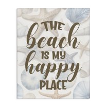 Stupell Industries Beach Happy Place Typography Painting Gallery Wrapped Canvas Art Print Wall Art, 30 x 40