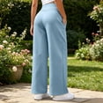 thumbnail image 6 of ClodeEU Women Elastic Drawstring High Waist Wide Leg Sweatpants,Casual Loose Pants with Pockets Light Blue,Women's Plus L, 6 of 6