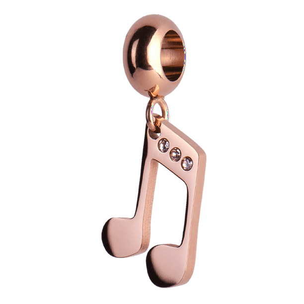 Charm para Pulsera LuckyLy Dije Nota Musical Acero Inoxidable Zirconia Cúbica Rosa UNITALLA