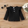 thumbnail image 5 of 2Pcs Baby Girls Outfit Clearance Baby Girls Macrame Long Sleeve Round-Neck Blouses + Stripe Flared Pants + Headwear Baby Suit, 5 of 5