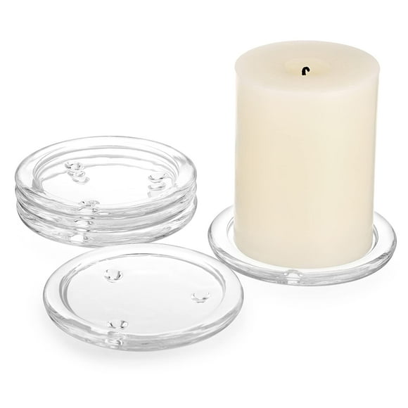 Platos OwnMy de cristal transparente de 10 cm para velas Pillar (5 unidades)